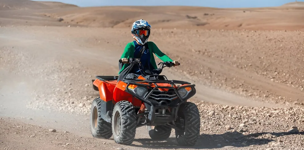 Quad bikes on the rocky Agafay Desert near Marrakech