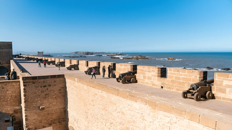 Blue fishing boats in the harbour at Essaouira, Morocco