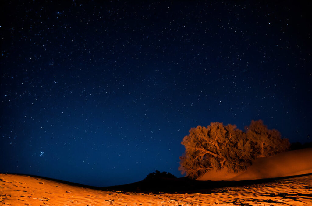erg Chegaga desert by night