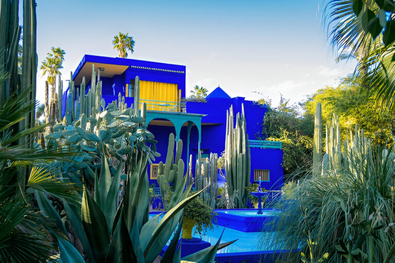 Cobalt blue walls of Jardin Majorelle in Marrakech