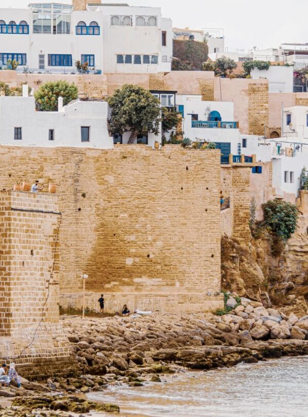The sandstone ramparts of the Kasbah of the Udayas in Rabat above the Atlantic coast